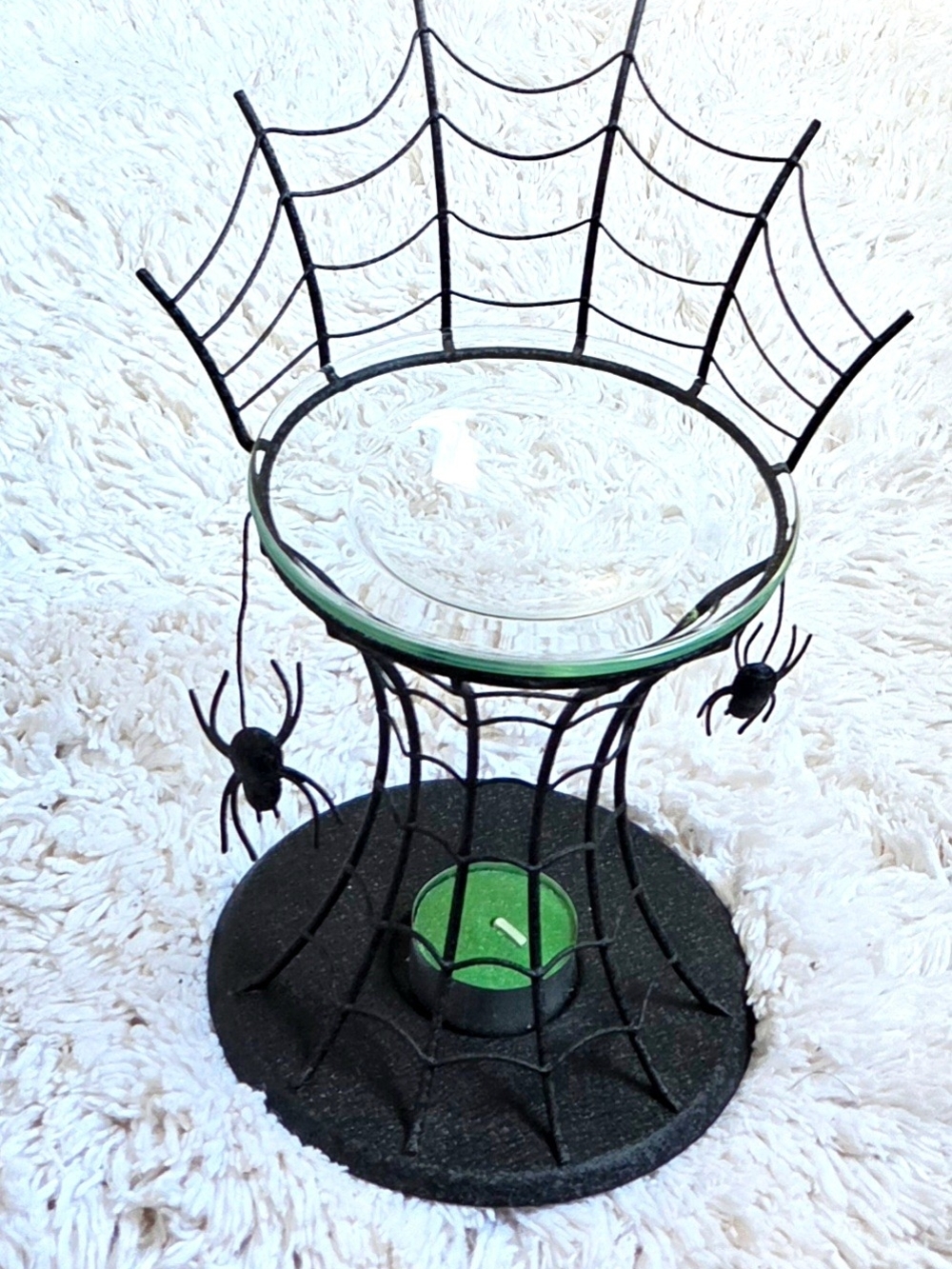 Pair PartyLite Black Spider Web Aroma Melts Y2K Decor Candle Holders